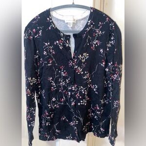 Christopher & Banks Navy Floral Cardigan